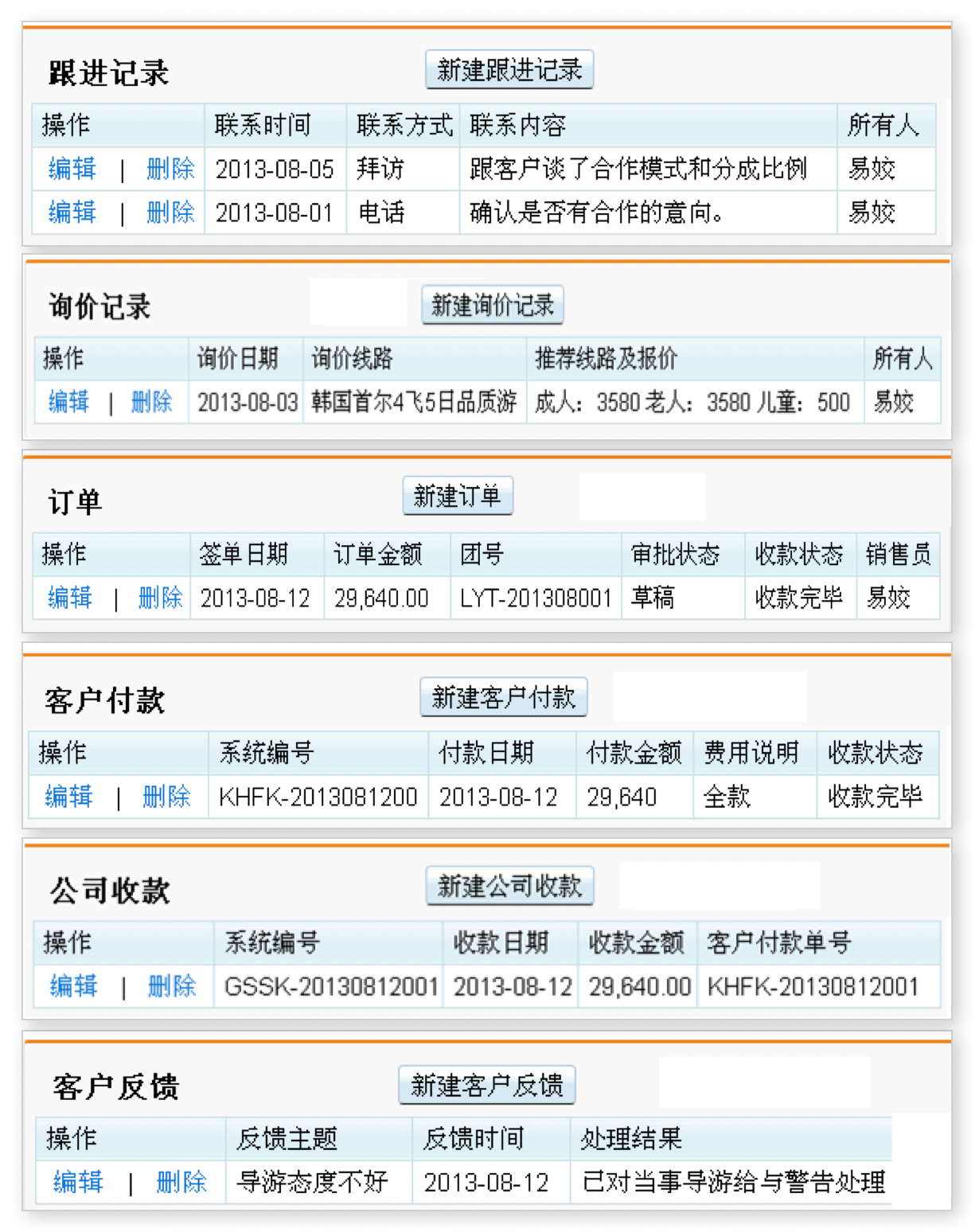 客户管理｜旅游行业CRM解决方案示意图